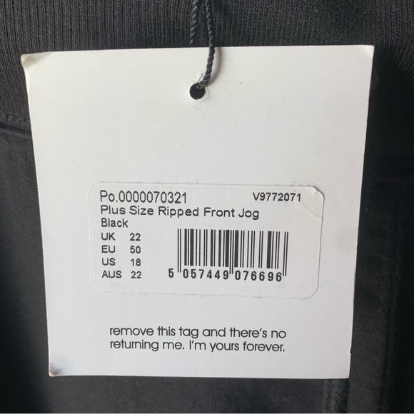 NWT Missguided Plus Size Ripped Front Joggers - Picture 9 of 9